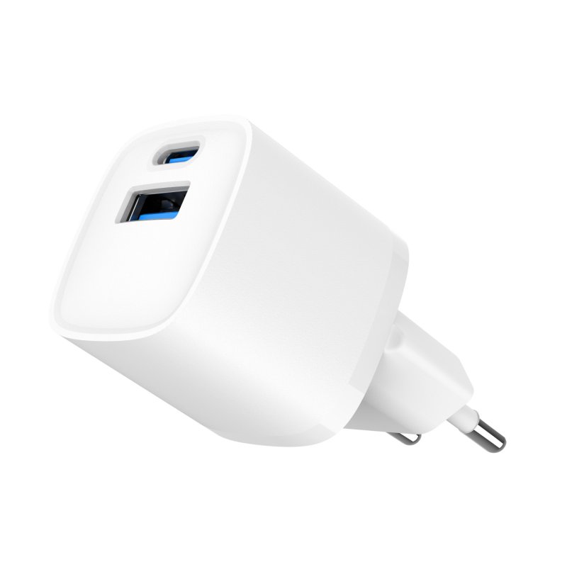 Chargeur secteur Gembird Mini - 1x USB-C 1x USB-A 20W (Blanc)
