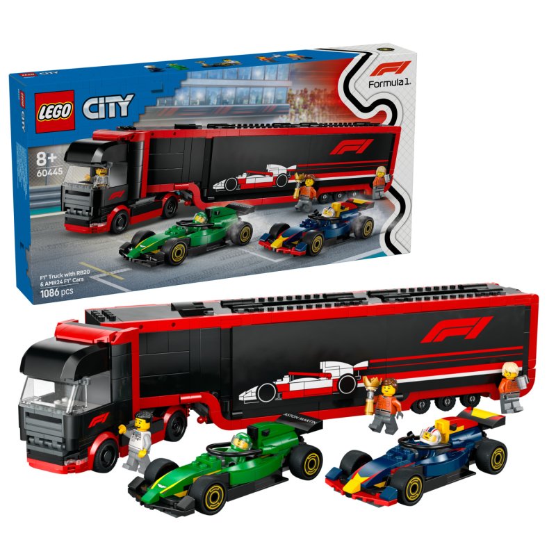 60445 City F1 Transporter mit RB20 & AMR24 F1 Rennautos