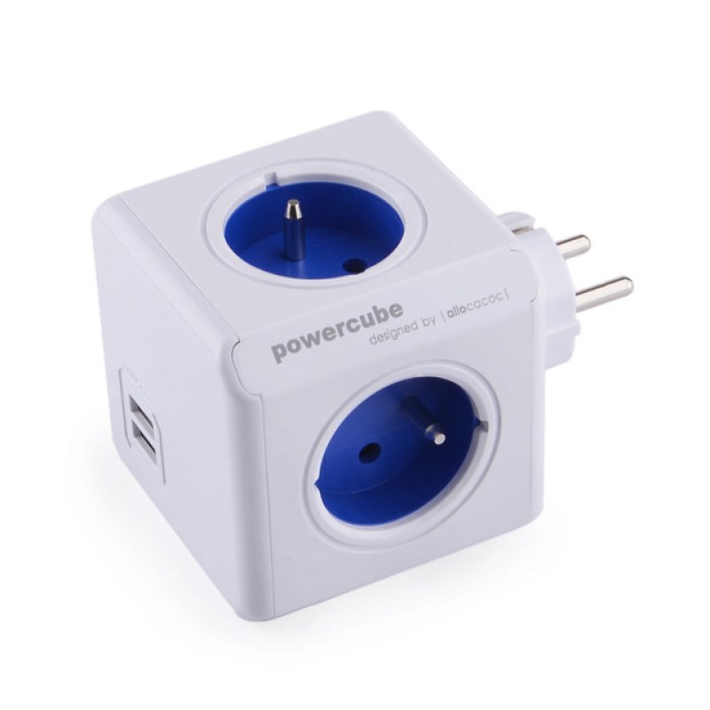 Allocacoc PowerCube Original USB (E) multiprise 4 sortie(s) CA Bleu, Blanc