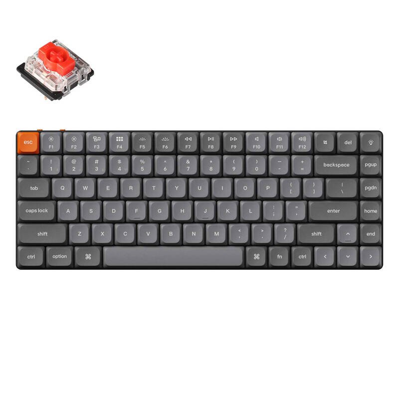 K3 Max (grau/orange, DE-Layout, Gateron Low Profile 2.0 Mechanical Red, Hot-Swap, Aluminiumrahmen, RGB)