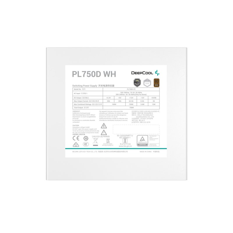 DeepCool PL750D WH power supply unit 750 W 20 4 pin ATX ATX White
