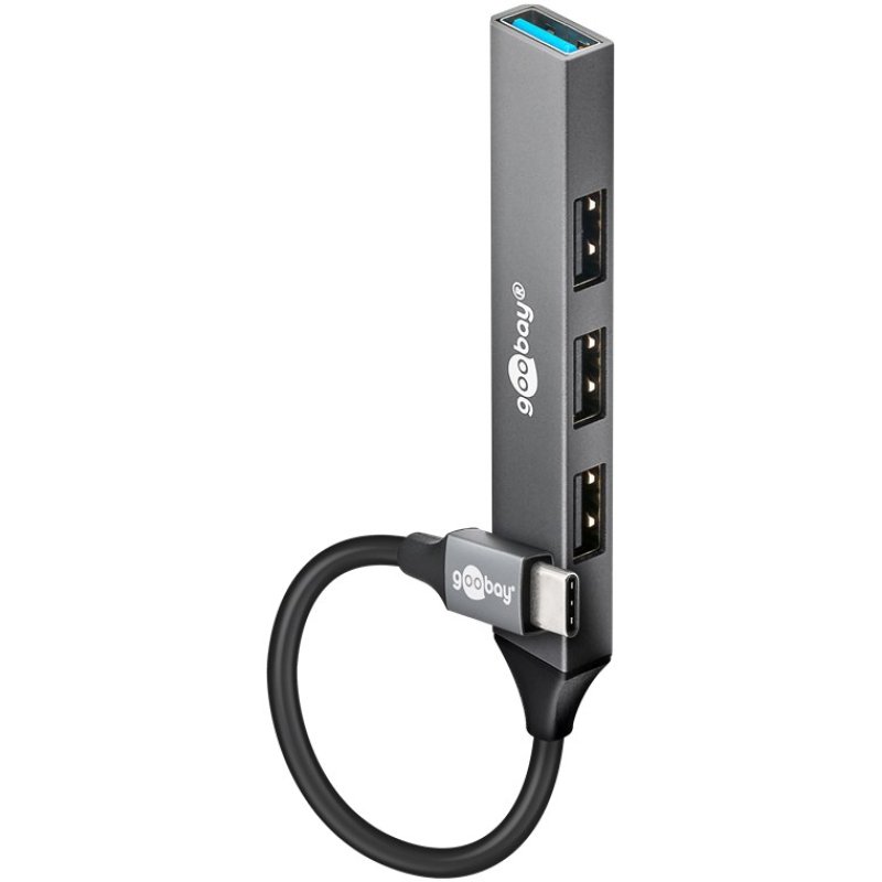 Goobay Slim 4-Port USB-Hub, USB-C auf USB-A, USB 3.2