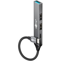 Goobay Slim 4-Port USB-Hub, USB-C auf USB-C?/USB-A, USB 3.2