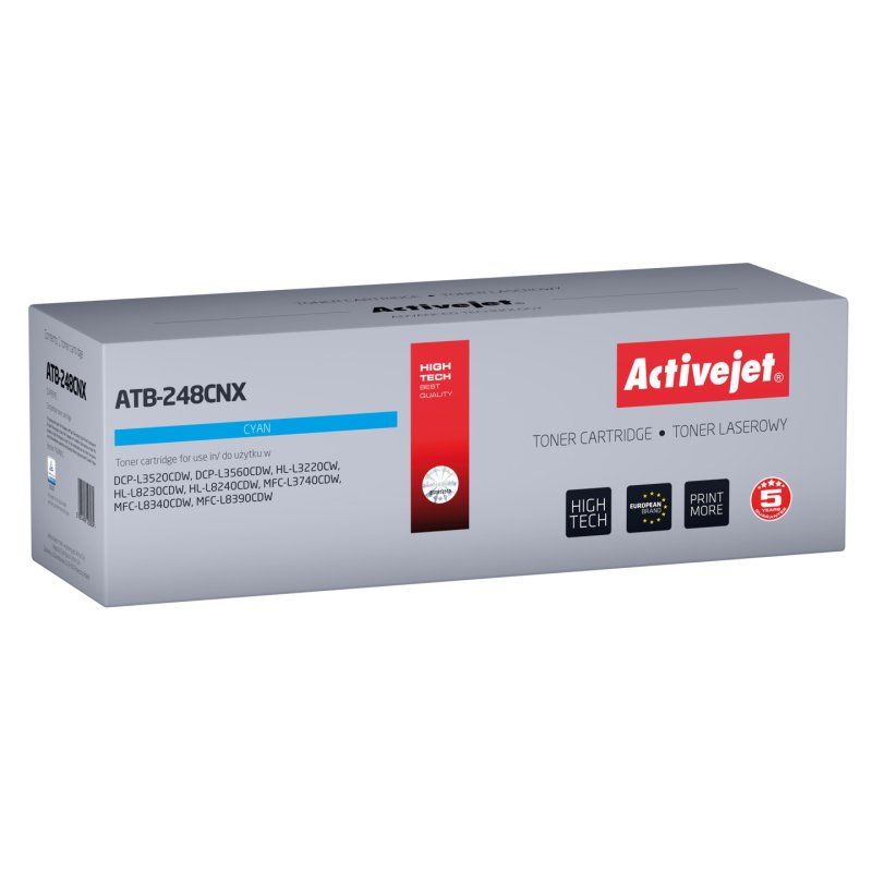 Activejet Toner ATB-248CNX pour imprimantes Brother Remplacement Brother TN248XLC Suprême 2300 pages bleu)
