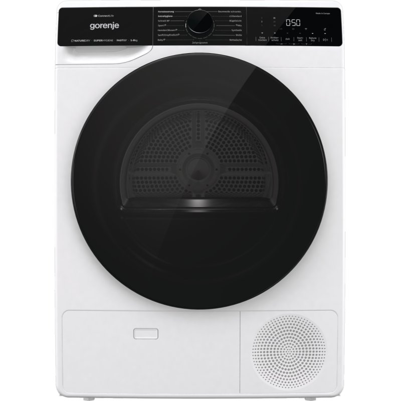 Gorenje DPNA83W sèche-linge Pose libre Charge avant 8 kg A Noir, Blanc