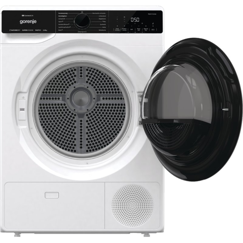 Gorenje DPNA83W sèche-linge Pose libre Charge avant 8 kg A Noir, Blanc