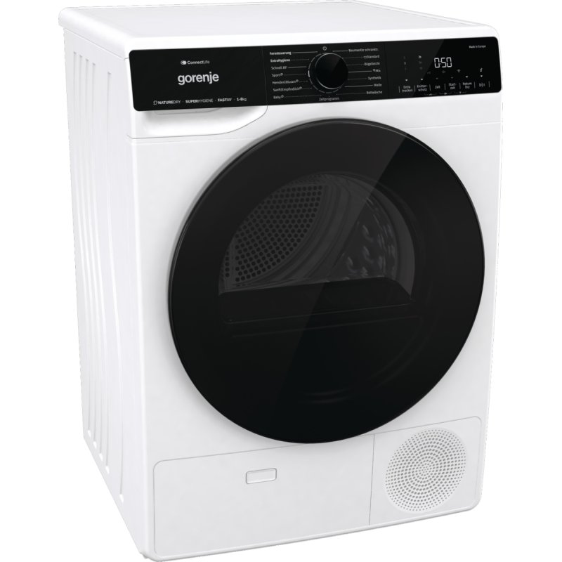 Gorenje DPNA83W sèche-linge Pose libre Charge avant 8 kg A Noir, Blanc
