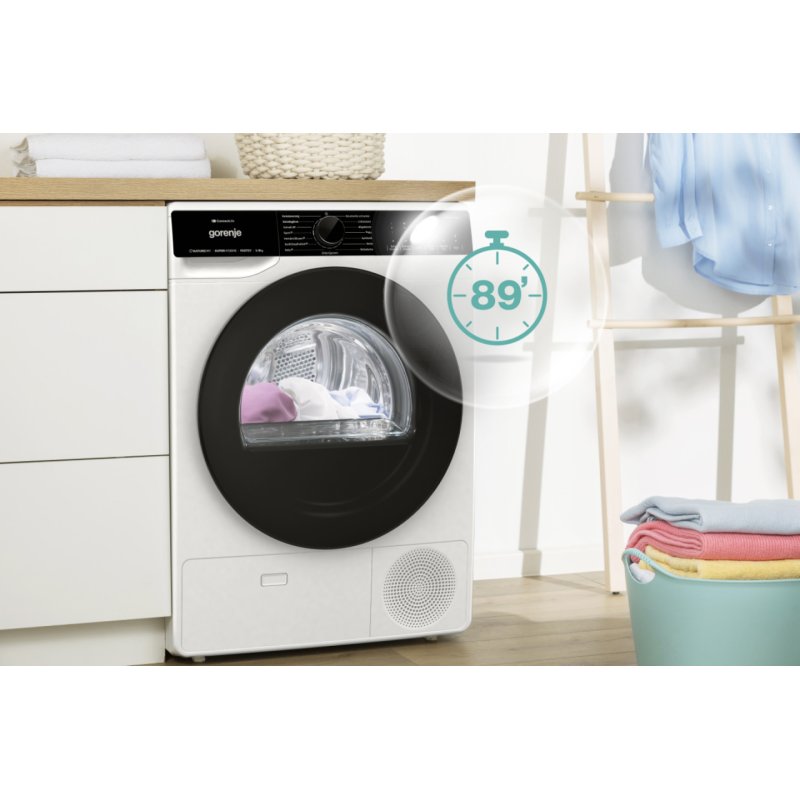 Gorenje DPNA83W sèche-linge Pose libre Charge avant 8 kg A Noir, Blanc
