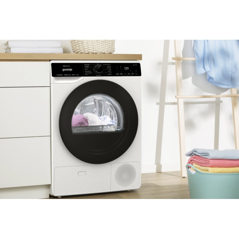 Gorenje DPNA83W sèche-linge Pose libre Charge avant 8 kg A Noir, Blanc