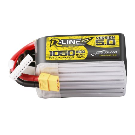 Lipo Tattu R-Line Version 5.0 1050mAh 29.6V 8S 150C battery with XT60 connector