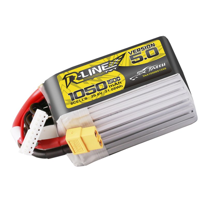 Lipo Tattu R-Line Version 5.0 1050mAh 29.6V 8S 150C battery with XT60 connector