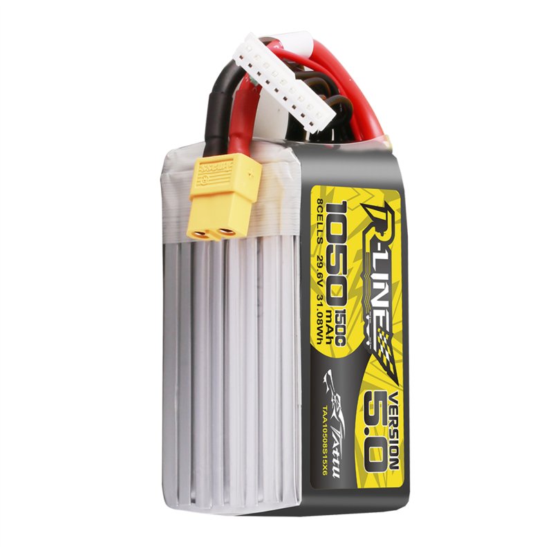 Lipo Tattu R-Line Version 5.0 1050mAh 29.6V 8S 150C battery with XT60 connector