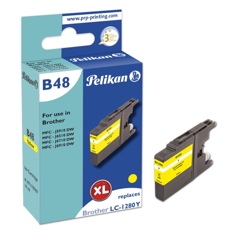 Pelikan B48 Yellow cartouche d'encre 1 pièce(s) Compatible Rendement élevé (XL) Jaune