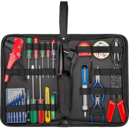 Goobay Soldering Set and Tool Set in Handy Bag, 20 Pcs, screwdriver, phase tester, pliers