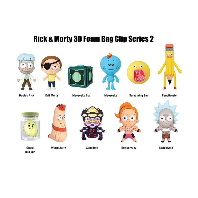 RICK & MORTY - Series 2 - 3D Foam Bag Clip (Display 24 Pcs)
