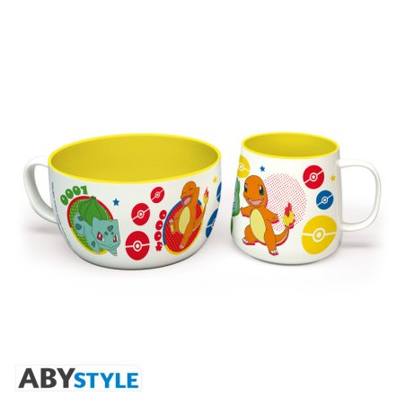 POKEMON - Breakfast Set Mug Bowl - Pikachu & Kanto Starters