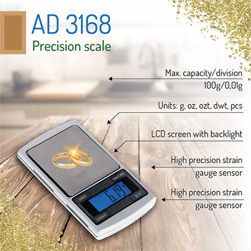 Adler AD 3168 precision scale Silver 100 g 0.01 g dwt, g, oz, ozt