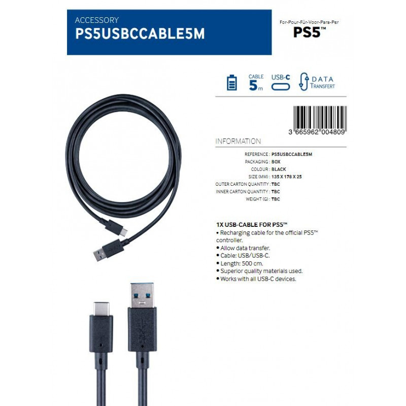 Charging and Data Transfer USB Cable 5M  (BigBen)