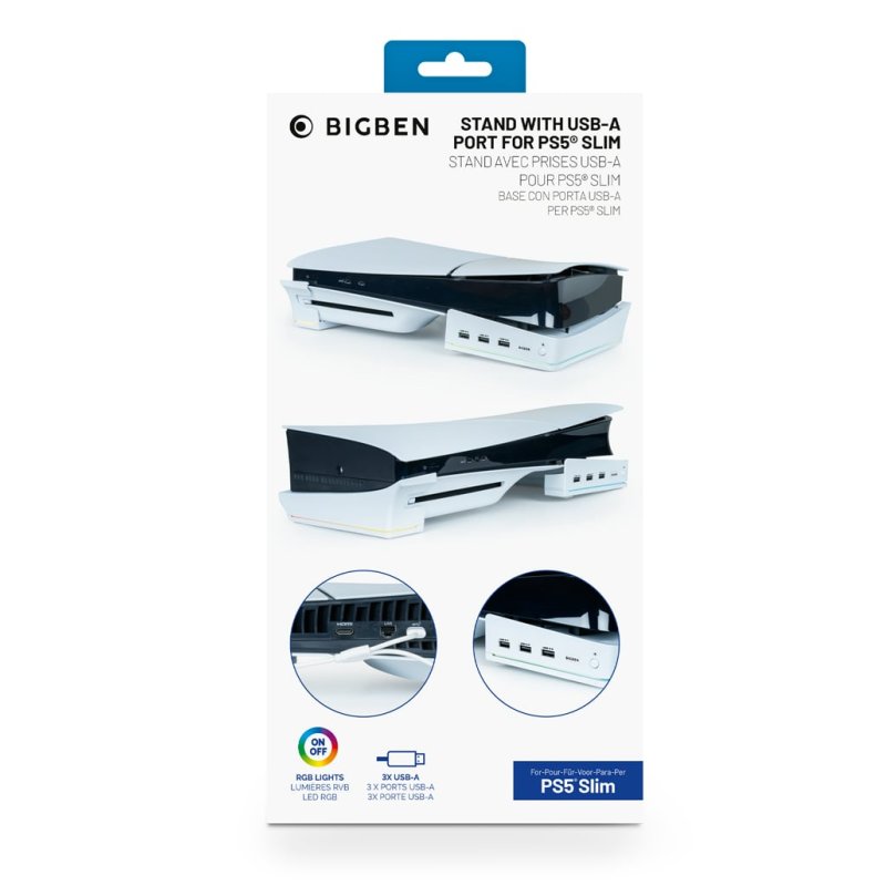 Nacon Horizontal Hub Station RGB/USB Hub, White PS5 Slim