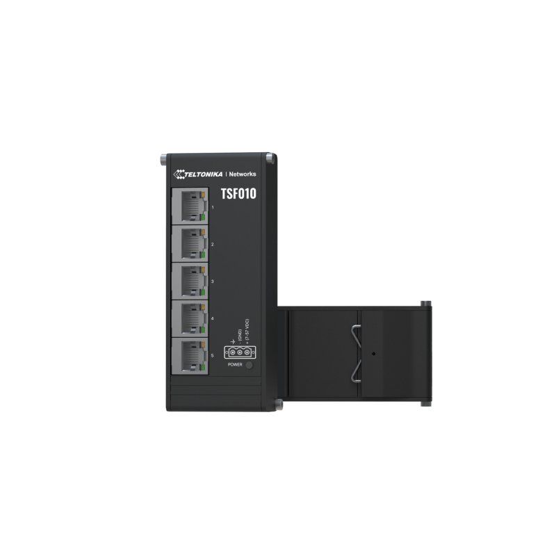 Teltonika NETWORKS TSF010 Flat Ethernet Switch Non-géré Fast Ethernet (10/100) DIN rail Noir