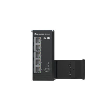 Teltonika NETWORKS TSF010 Flat Ethernet Switch Non-géré Fast Ethernet (10/100) DIN rail Noir