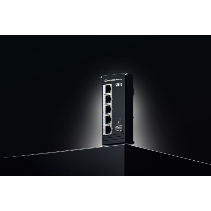 Teltonika NETWORKS TSF010 Flat Ethernet Switch Unmanaged Fast Ethernet (10/100) DIN rail Black