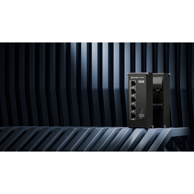Teltonika NETWORKS TSF010 Flat Ethernet Switch Non-géré Fast Ethernet (10/100) DIN rail Noir