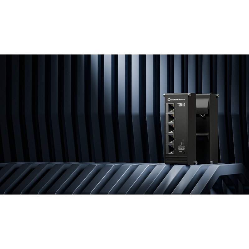 Teltonika NETWORKS TSF010 Flat Ethernet Switch Unmanaged Fast Ethernet (10/100) DIN rail Black