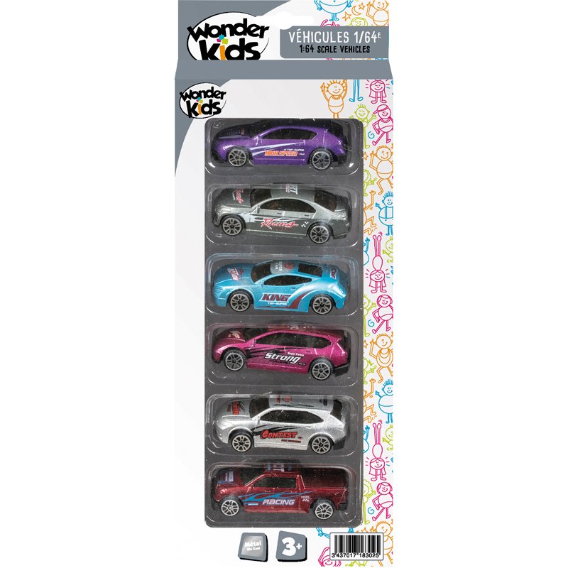 6 VEHICULES MET RL 1/64E ASS2