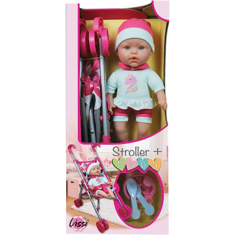 BEBE 35CM ET POUSSETTE