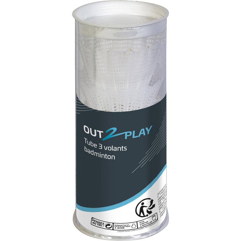 TUBE 3 VOLANT BADMINTON BLANC