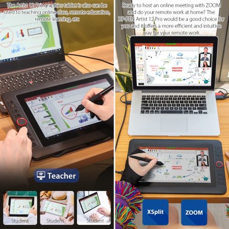 XPPen Artist 12 Pro graphic tablet Black 5080 lpi 256.32 x 144.18 mm USB