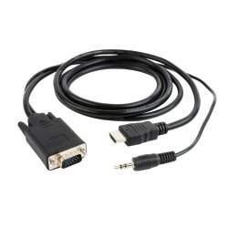 Gembird CC-DP-HDMI-5M video cable adapter HDMI 3.5mm VGA (D-Sub) Black