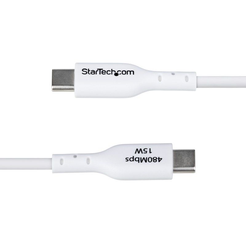 StarTech.com 3ft (1m) USB-A to USB-C Charging Cable, Charge & Sync, 3A, USB 2.0, TPE Jacket - White USB Charging Cord