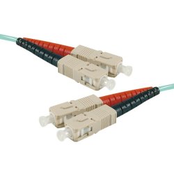 SC-UPC/SC-UPC duplex multimode OM4 50/125 Fiber patch cable aqua blue - 15 m