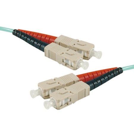 SC-UPC/SC-UPC duplex multimode OM4 50/125 Fiber patch cable aqua blue - 15 m