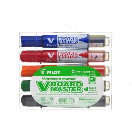 Pilot V-Board Master marqueur 5 pièce(s) Pointe ogive Noir, Bleu, Vert, Orange, Rouge