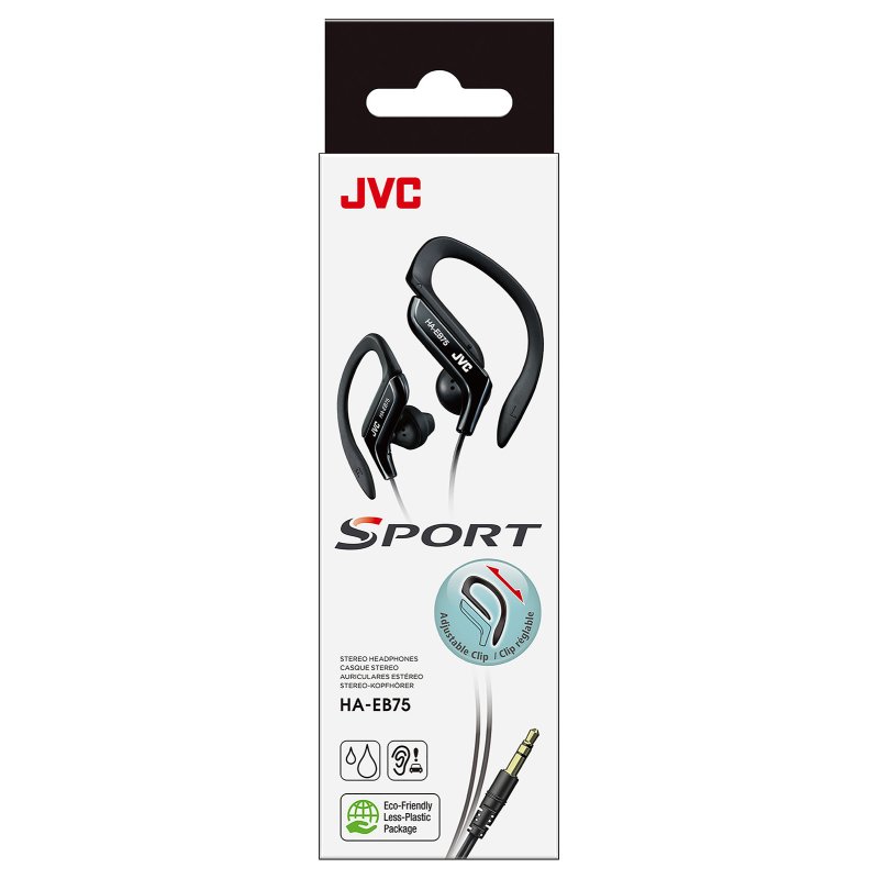 JVC HA-EB75 Écouteurs Avec fil Crochets auriculaires, Ecouteurs Musique Noir