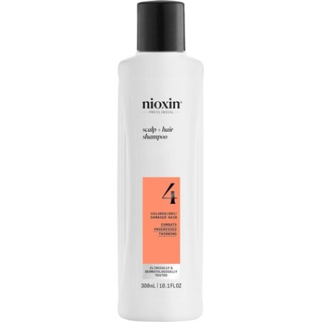 Nioxin Scalp Hair System 4 Shampoo Deep Cleansing Shampoo for Damaged, Visibly Thinning Hair with Biotin, Caffeine &