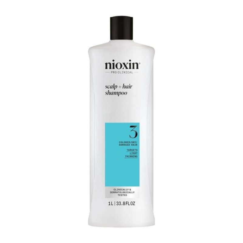 Nioxin Scalp Hair System 3 Shampoo Deep Cleansing Shampoo for Colored, Dry & Damaged Hair Prevents Thinning Hair with