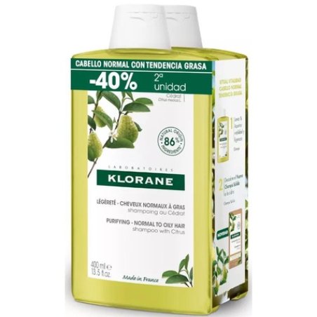 Klorane Citrus Shampoo Lightness And Vitality 2x400 Ml