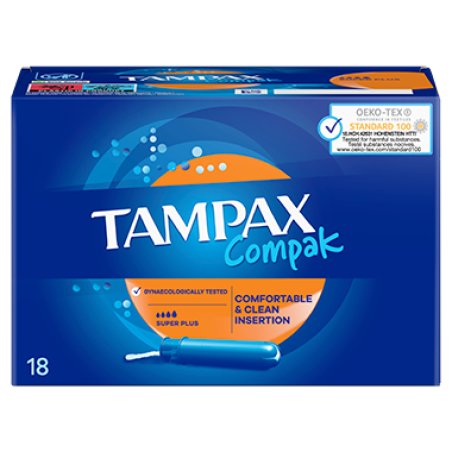 Tampax Compak Super Plus Tampons with Applicator 18 Pieces