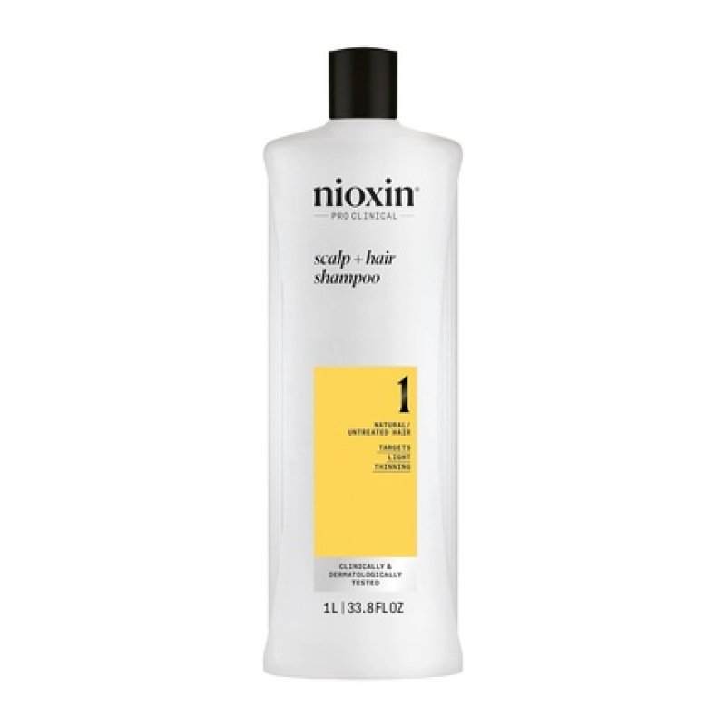 Nioxin Scalp Hair System 1 Shampoo Deep Cleansing Shampoo for Untreated Hair Prevents Thinning Hair with Biotin,