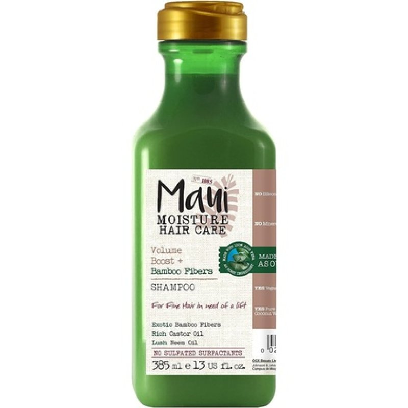Maui Moisture Volume Boost Bamboo Fibers Shampoo 385ml with Bamboo Fibers, Castor Oil and Neem Oil - Moisturizing and