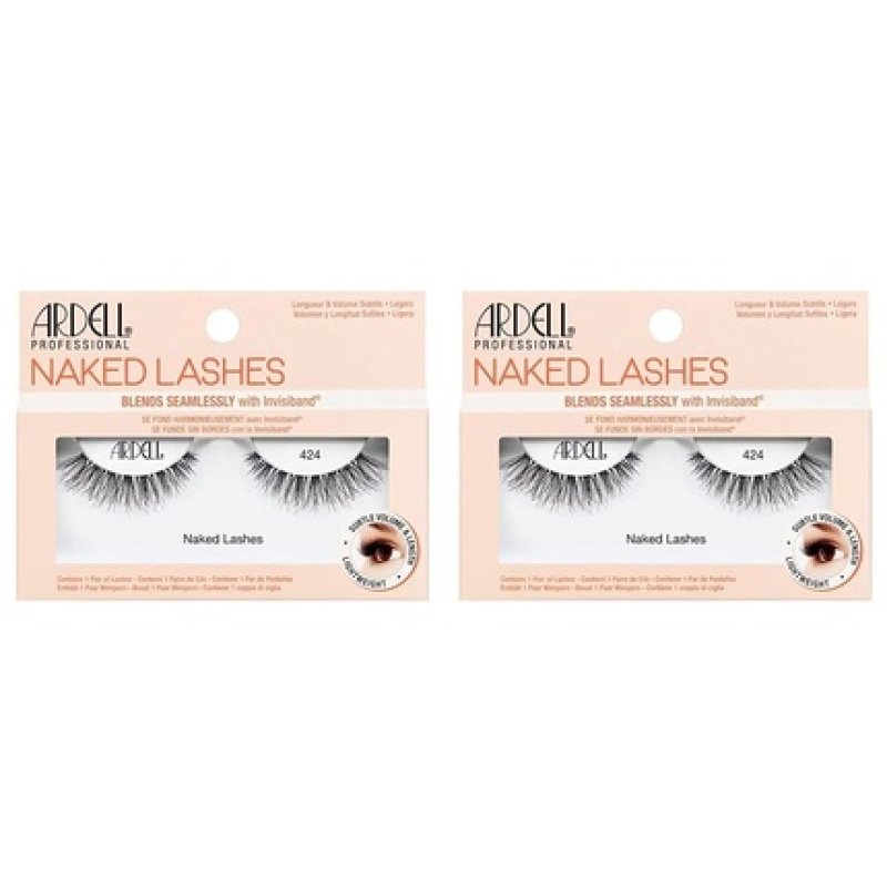 ARDELL Naked Lashes 424 Real Hair Natural Fake Lashes - 1 Pair, Vegan and Reusable