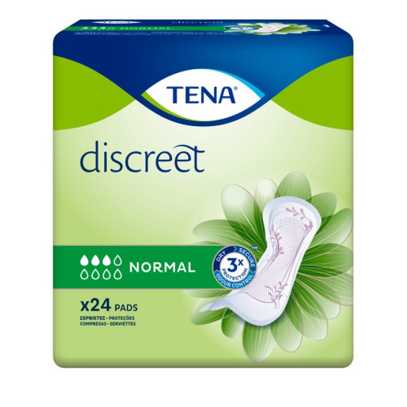 TENA Discreet Normal Moderate Urine Incontinence and Loss Pads with microPROTEX Technology 24 Pads