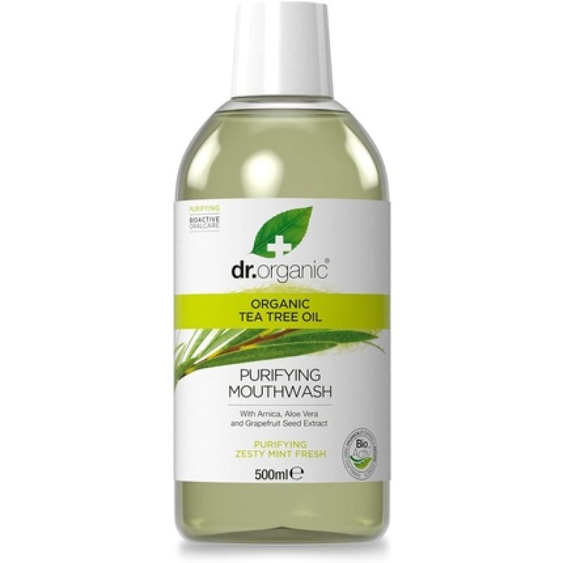 Dr Organic Organic Tea Tree Mouthwash Natural Vegan Cruelty Free Paraben and SLS Free 500ml