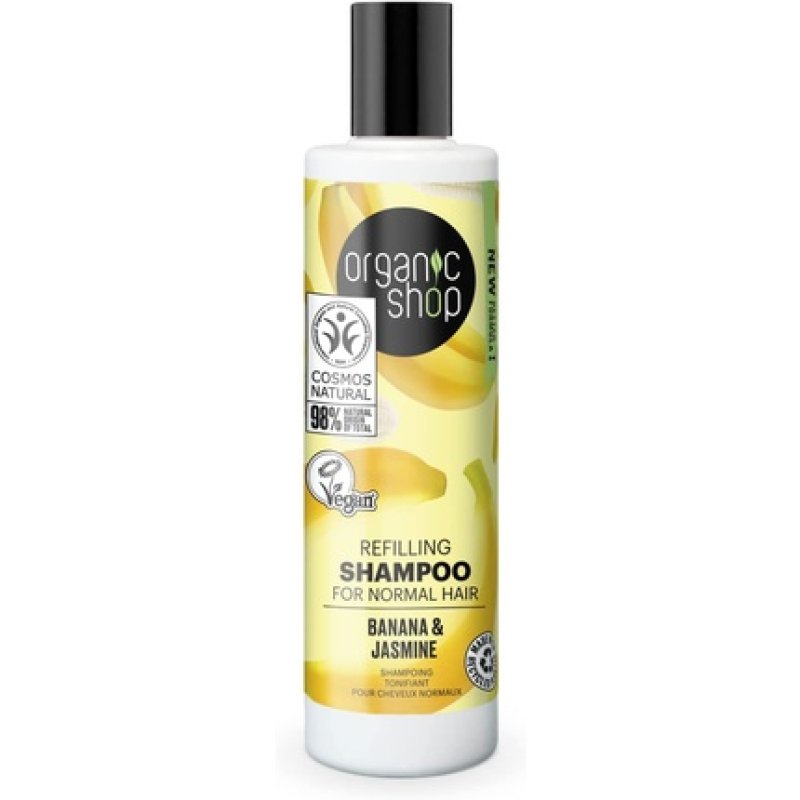 Organic Shop Refilling Shampoo for Normal Hair Banana and Jasmine 280ml