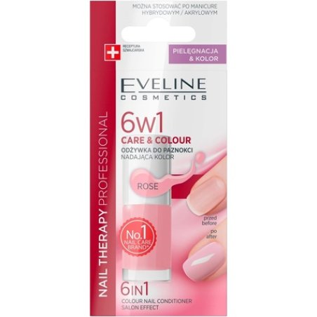 Eveline Cosmetics Nail Therapy Care & Colour Nail Conditioner 6 in 1 Rose 5ml