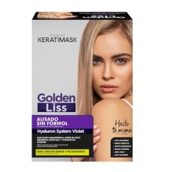 PLACENTA LIFE KERATIMASK GOLDEN LISS Straightening Kit for Blonde and Bleach Hair with Keratin, Hyaluronic Acid, and